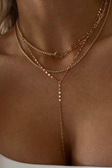 Golden Layered Bar Dangle Necklace