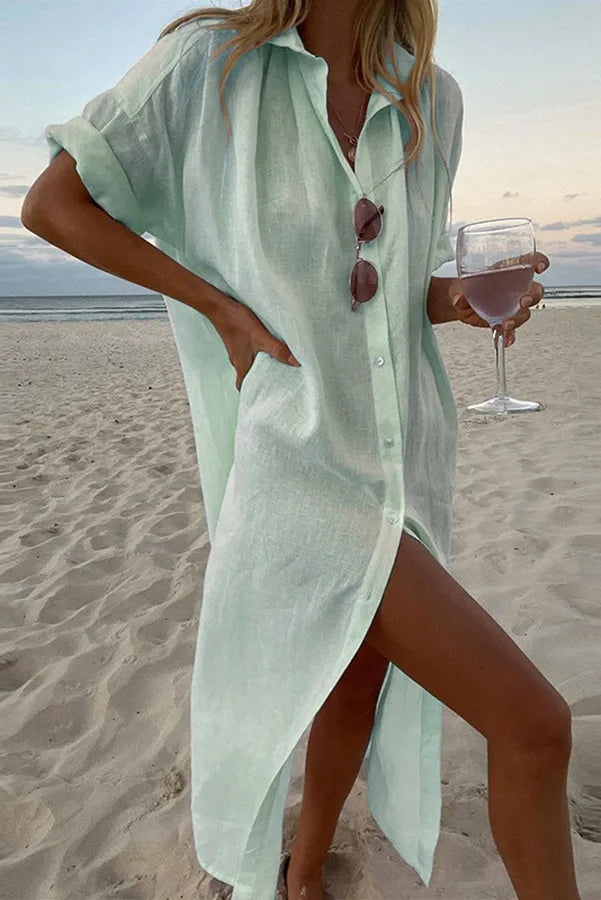 Simple Long Shirt Midi Dress