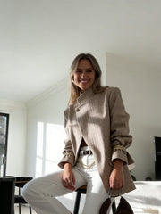 Vintage Khaki Plaid Structured Blazer