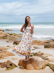 Floral Graffiti Sleeveless Midi Dress