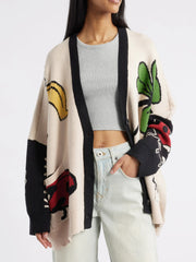 Soft Knit Clover Print Cardigan