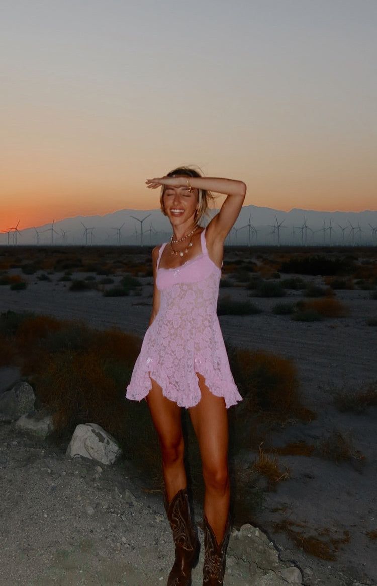 Hot Pink Lace Mini Dress