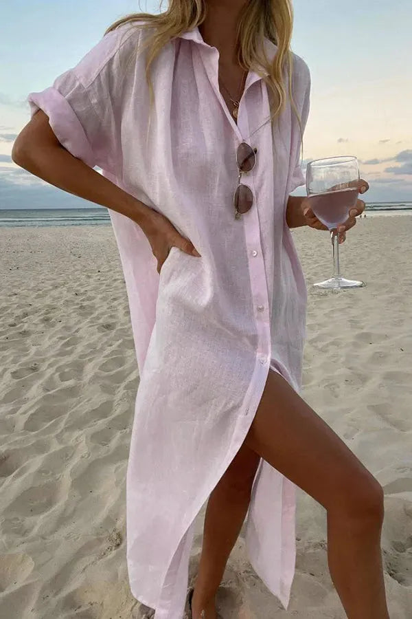 Simple Long Shirt Midi Dress