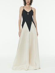 Black White Contrast Slip Maxi Dress