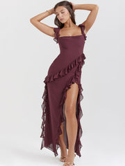 Mulberry Ruffled Trim Maxi Slip