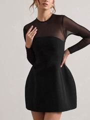 Elegant Semi-Sheer Mesh Mini Dress