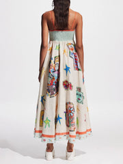Cartoon Star Print Slip Maxi Dress
