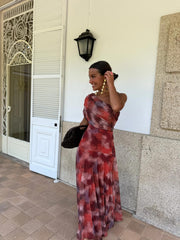 Red One Shoulder Maxi Dress