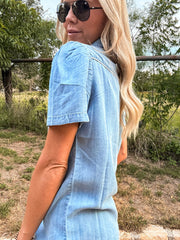 Light Blue Denim Button Down Shirt