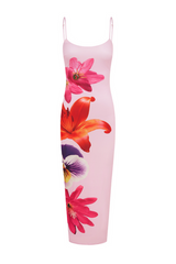 Pink Rose Slim Fit Midi Dress