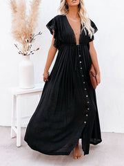 Linen Button Down Withdraw Maxi Dress
