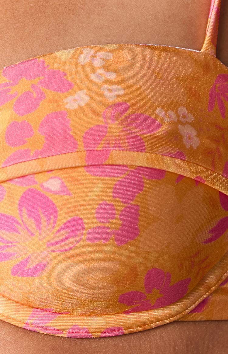Bianca Orange Floral Push Up Bikini Sets