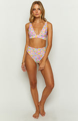 Pink Floral Painted Floral Bikini Sets