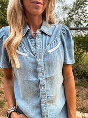 Light Blue Denim Button Down Shirt