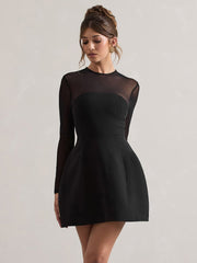 Elegant Semi-Sheer Mesh Mini Dress