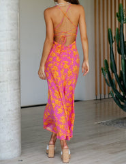 Pink Floral Slip Maxi Dress