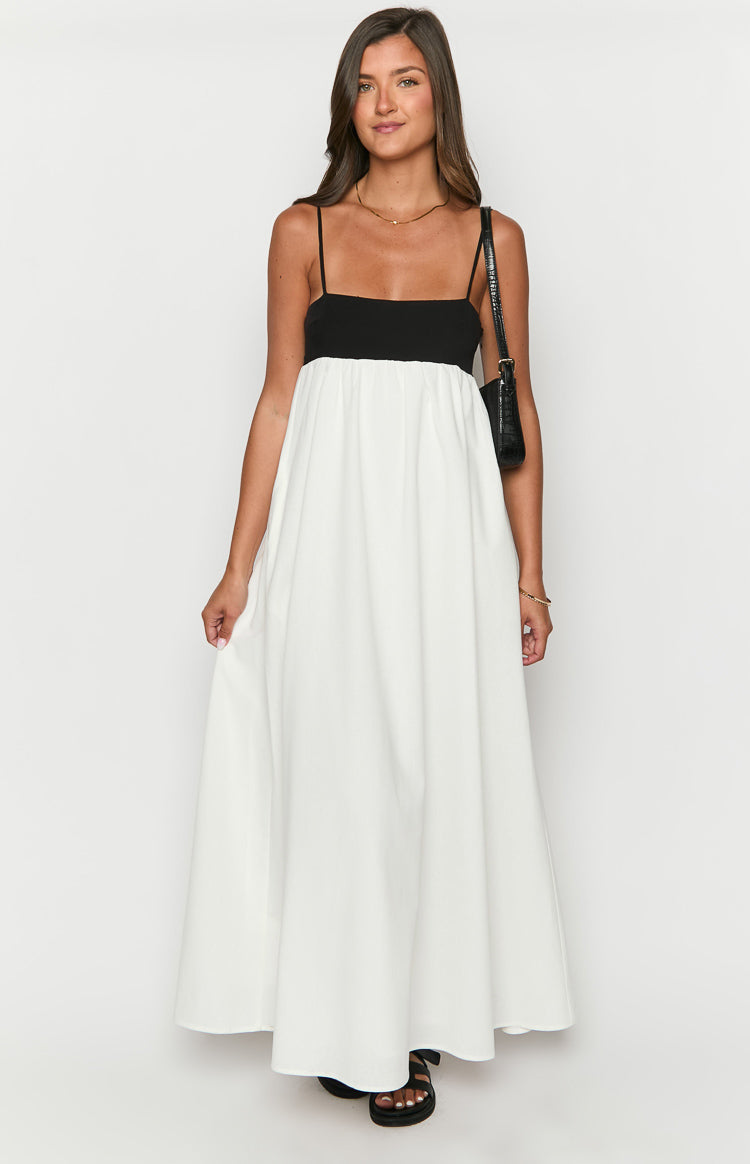 Chic White Contrast Maxi Dress