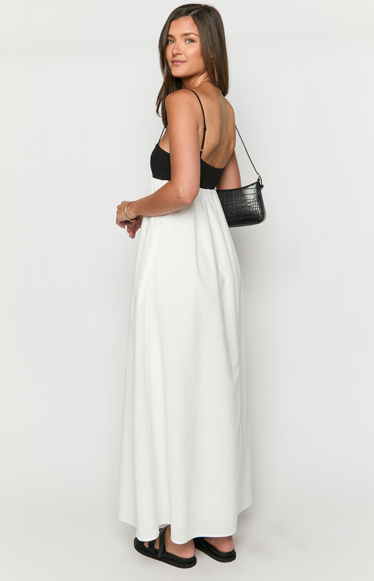 Chic White Contrast Maxi Dress