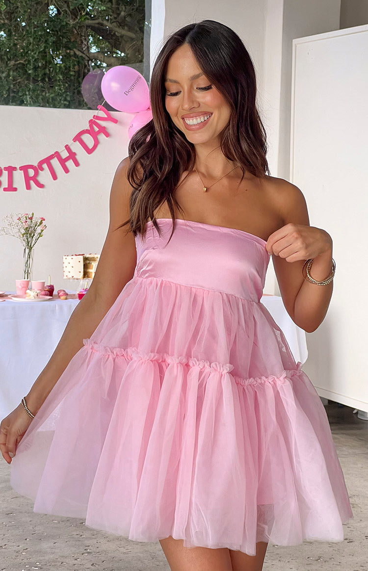 Light Pink Strapless Mini Dress