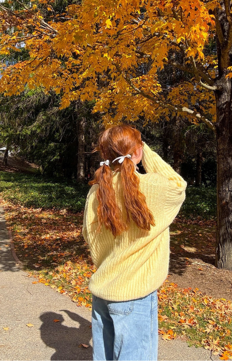 Yellow Ribbed Knit Oversized Sweater