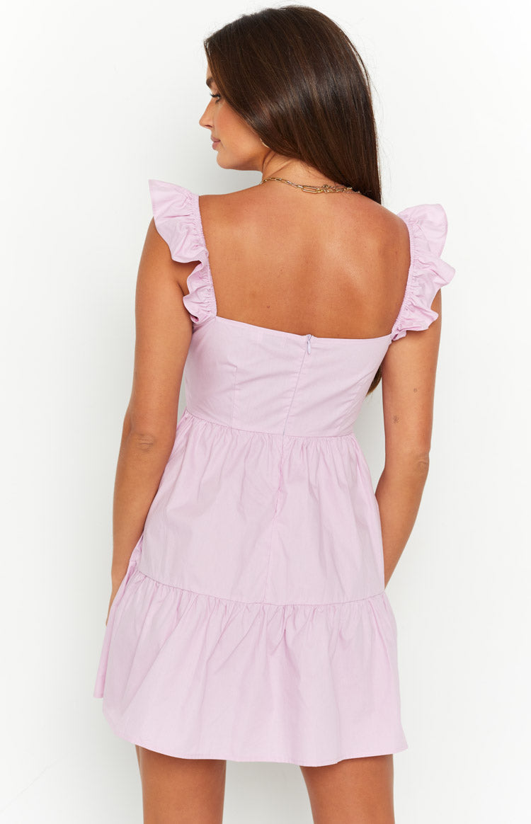Baby Pink Frill Tiered Mini Dress