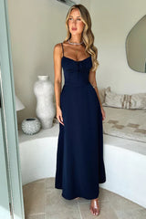 Elegant Self-Tie Trim Slip Maxi Dress