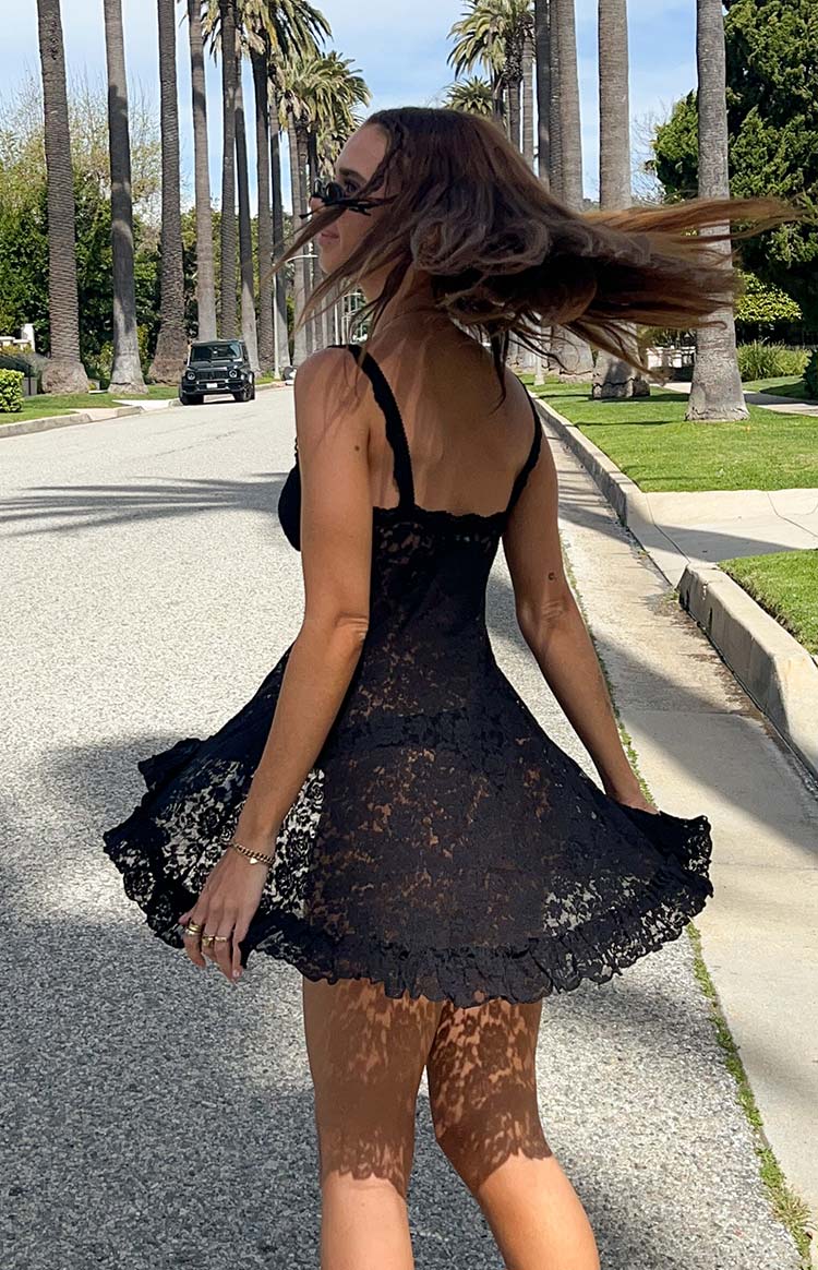 Black Crochet Lace Mini Dress