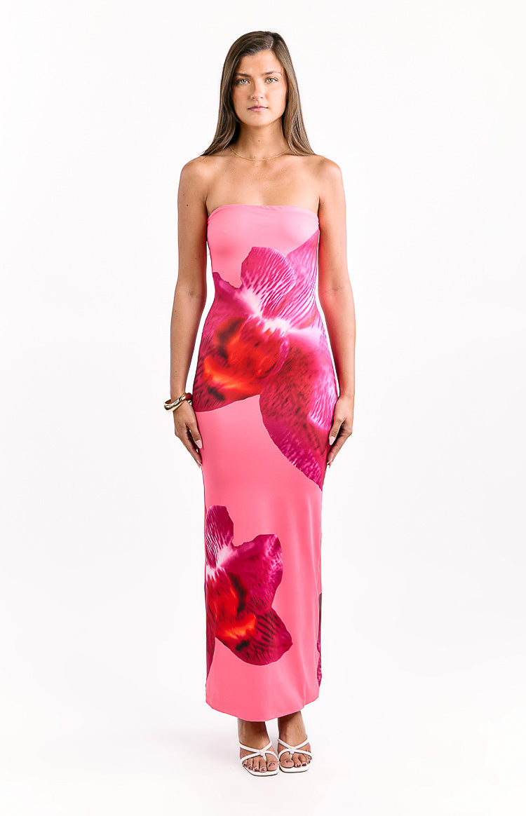 Hot Pink Bandeau Maxi Dress