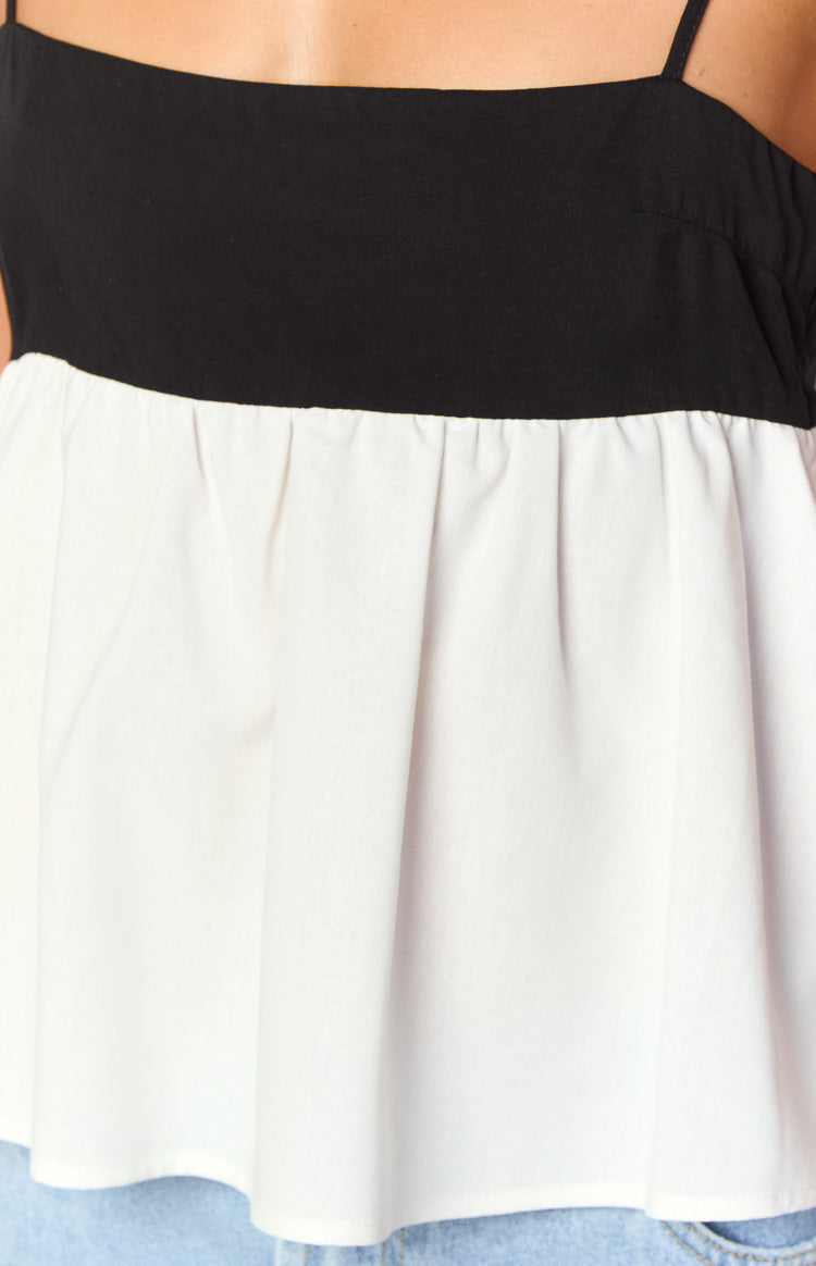 Black White Contrast Cami Top