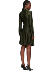 Deep Green Satin Shirt Dress