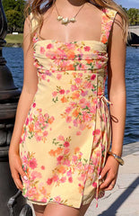 Yellow Summer Floral Mini Dress