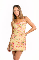 Yellow Summer Floral Mini Dress