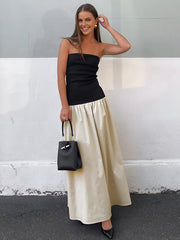 Color Block Tube Midi Dress