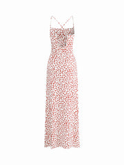 Red Floral Backless Slip Midi Sundress