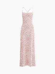 Red Floral Backless Slip Midi Sundress