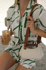 Print Drawstring Shorts Set