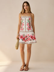 Pink Rose Print Slip Mini Dress