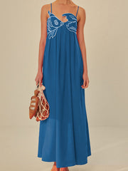 Embroidered Fish Cami Maxi Dress