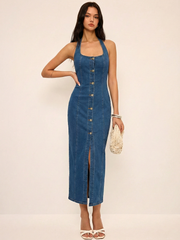 Denim Button Down Midi Dress