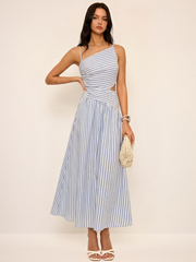 Striped Asymmetric Cami Maxi Dress