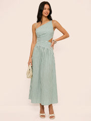 Striped Asymmetric Cami Maxi Dress