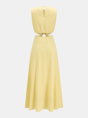Yellow Cutout Waist Maxi Dress