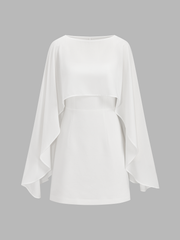 White Cape Overlay Cami Mini Dress Two Piece Set