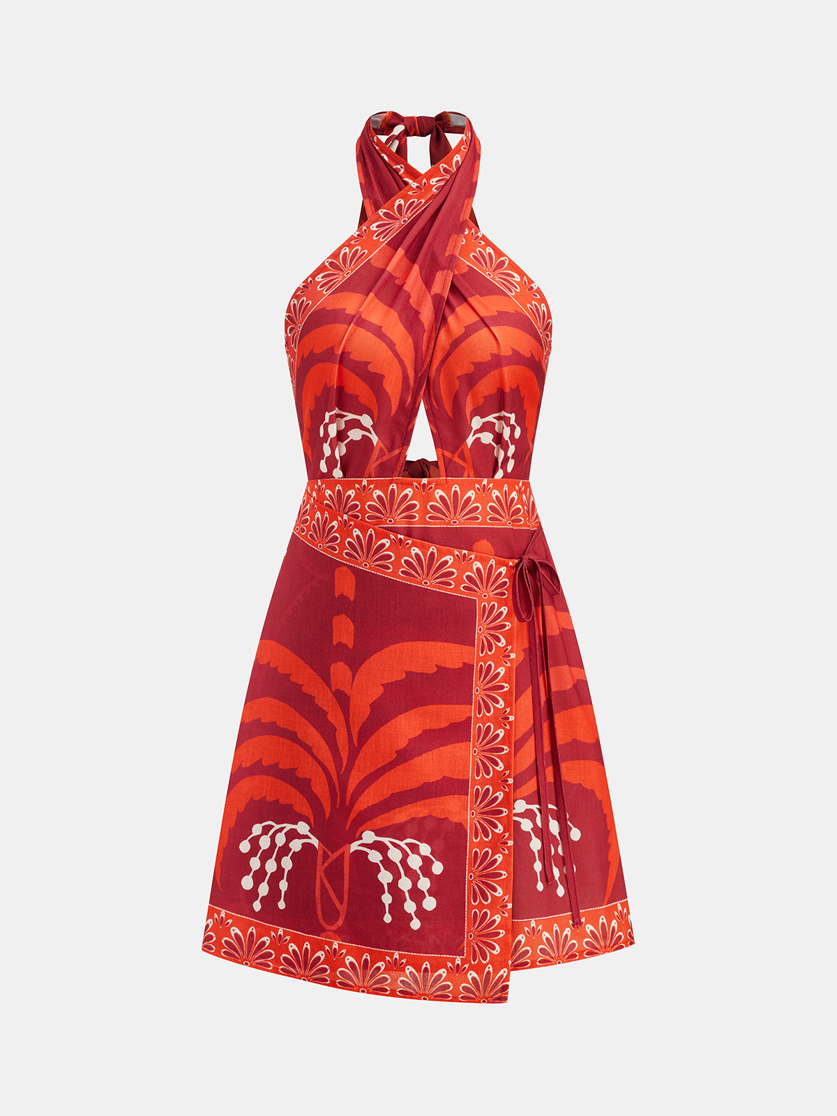 Tropical Print Halter Mini Dress