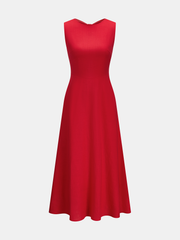 Solid Red Sleeveless Maxi Dress