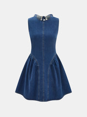 Blue Denim Backless Mini Dress