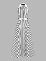 Striped Sleeveless Shirt Midi Dress