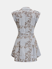 Blue Striped Floral Shirt Dress