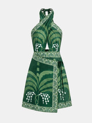 Tropical Print Halter Mini Dress