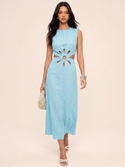 Yellow Cutout Waist Maxi Dress